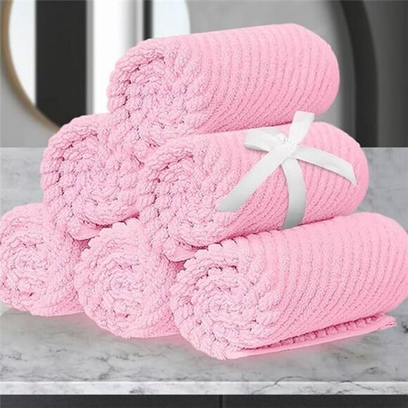 Cotton Washcloth Set Soft Quick Dry Face Towels Baby Pink Bathroom Gift 6pc - Picture 7 of 7